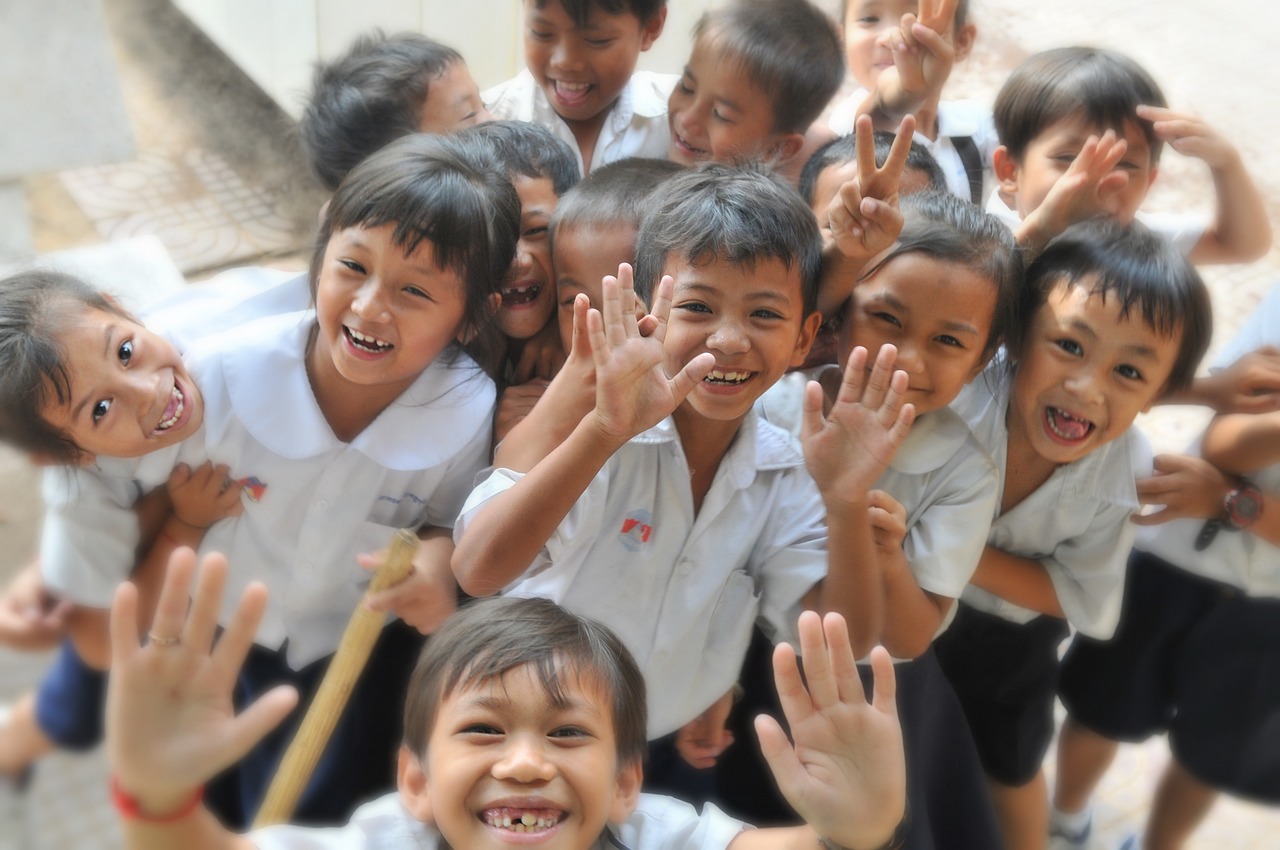 children, school, laughing